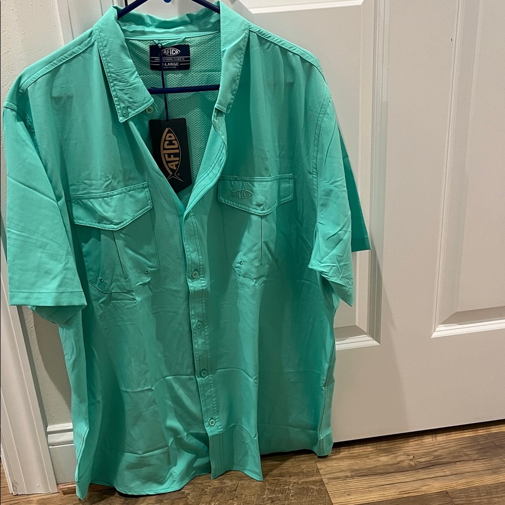 AFTCO Men's Teal Casual Button Down Shirt
